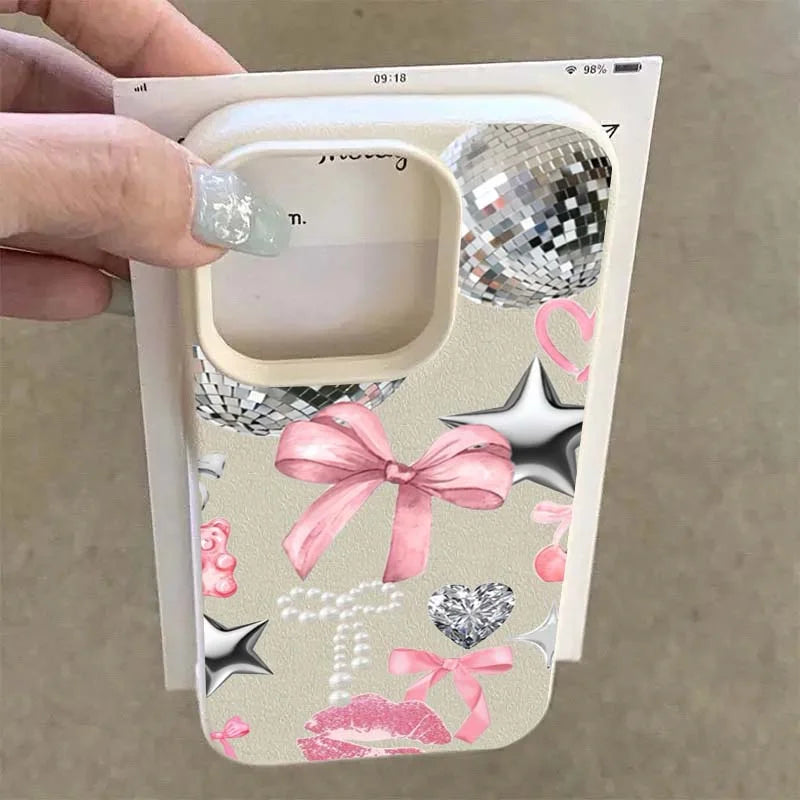 For iPhone 17 16 15 14 Case Vintage Lip Print Leopard Print Pool Cover For iPhone 17Air 16 15Plus