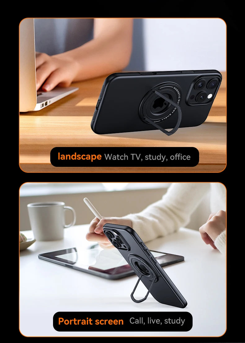 For Magsafe  Solid Color Matte Car Holder Shockproof Phone Case for iPhone 15 Pro Max 14 Pro Max Plus Back Cover