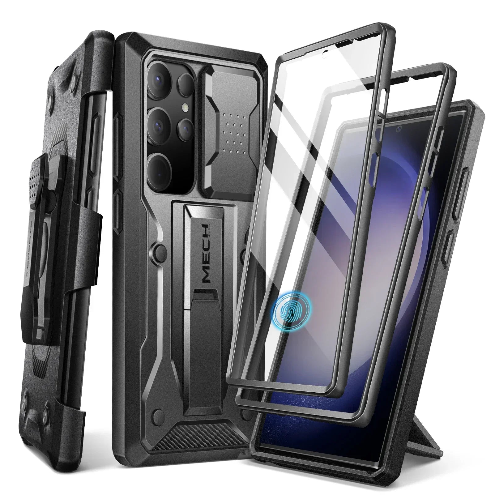 For Samsung Galaxy S24 Ultra Case Full-Body Shockproof Dual Layer Rugged Belt-Clip Case with Front Frame camera Screen Protector