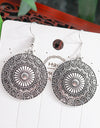 Statement Bohemian Vintage Ethnic Big Round Drop Earring Long Carved Flowers Drop Earrings For Women