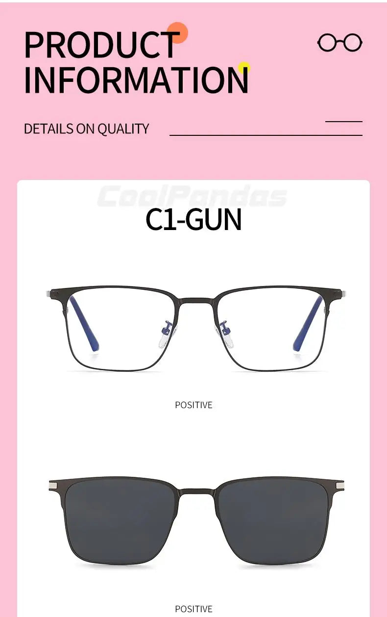 3 In 1 Magnetic Clip On Polarized Sunglasses UV400 Anti Blue Light Night Vision Glasses for Men Women