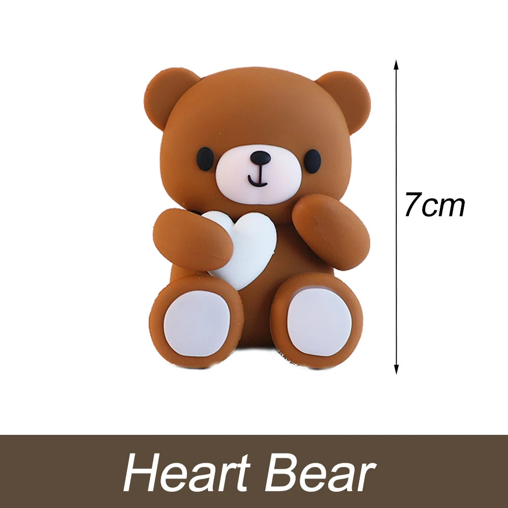 1 Set Brown Bear Cake Toppers  2-4cm White Balls Boho Teddy Bear Cake Topper for Birthday  Shower Cupcake Cake Decoration