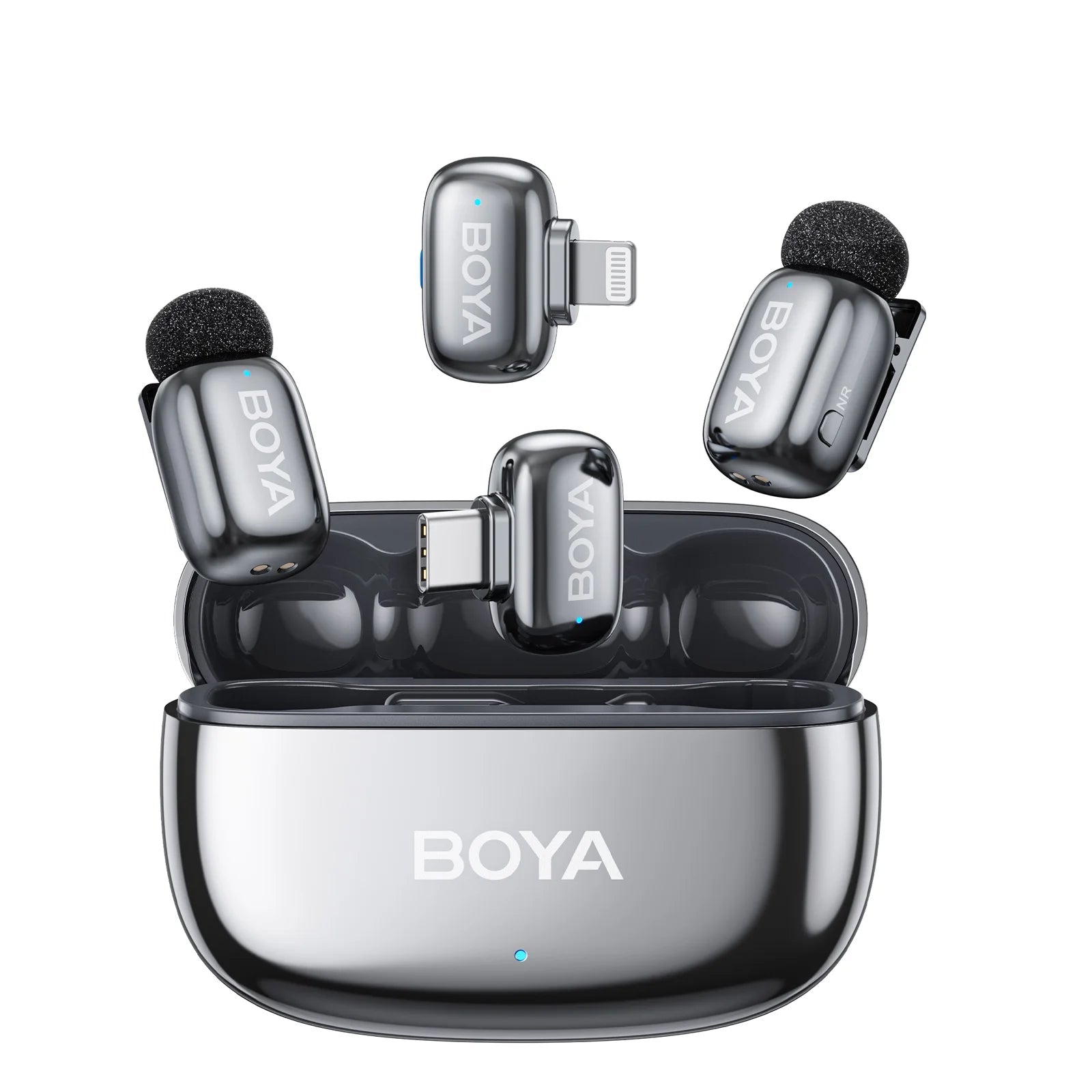 Mini 2 Wireless Lavalier Lapel Mini Microphone Noise Reduction for iPhone 6-17 USB-C Android SmartPhone PC Live Streaming