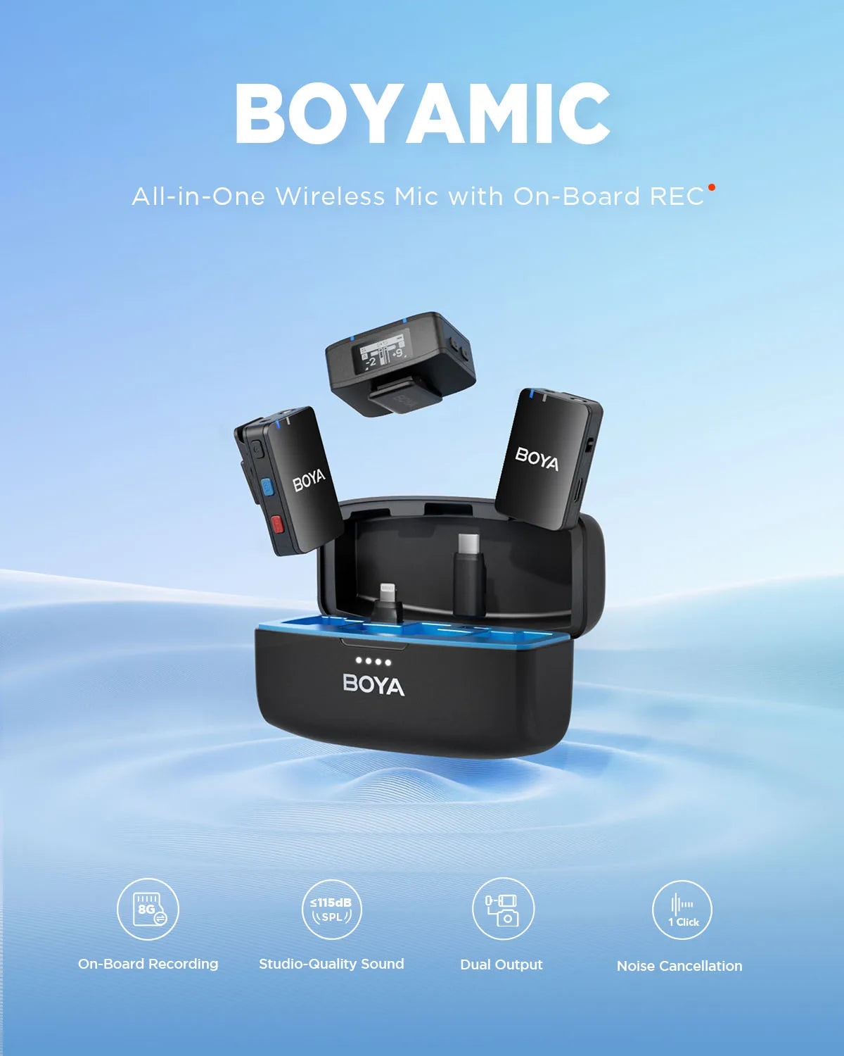 MIC All-in-One Wireless Lavalier Microphone for iPhone Android DSLR Cameras Gaming Live Streaming Vlog Video Recording