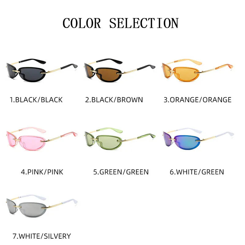 Y2k Sunglasses Women Trendy Rimless Fashion Glasses Vintage Designer Shades