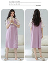 Women’s Cotton Nightgown – Korean Style Cute Print, Summer Short Sleeve Sleepwear Dress