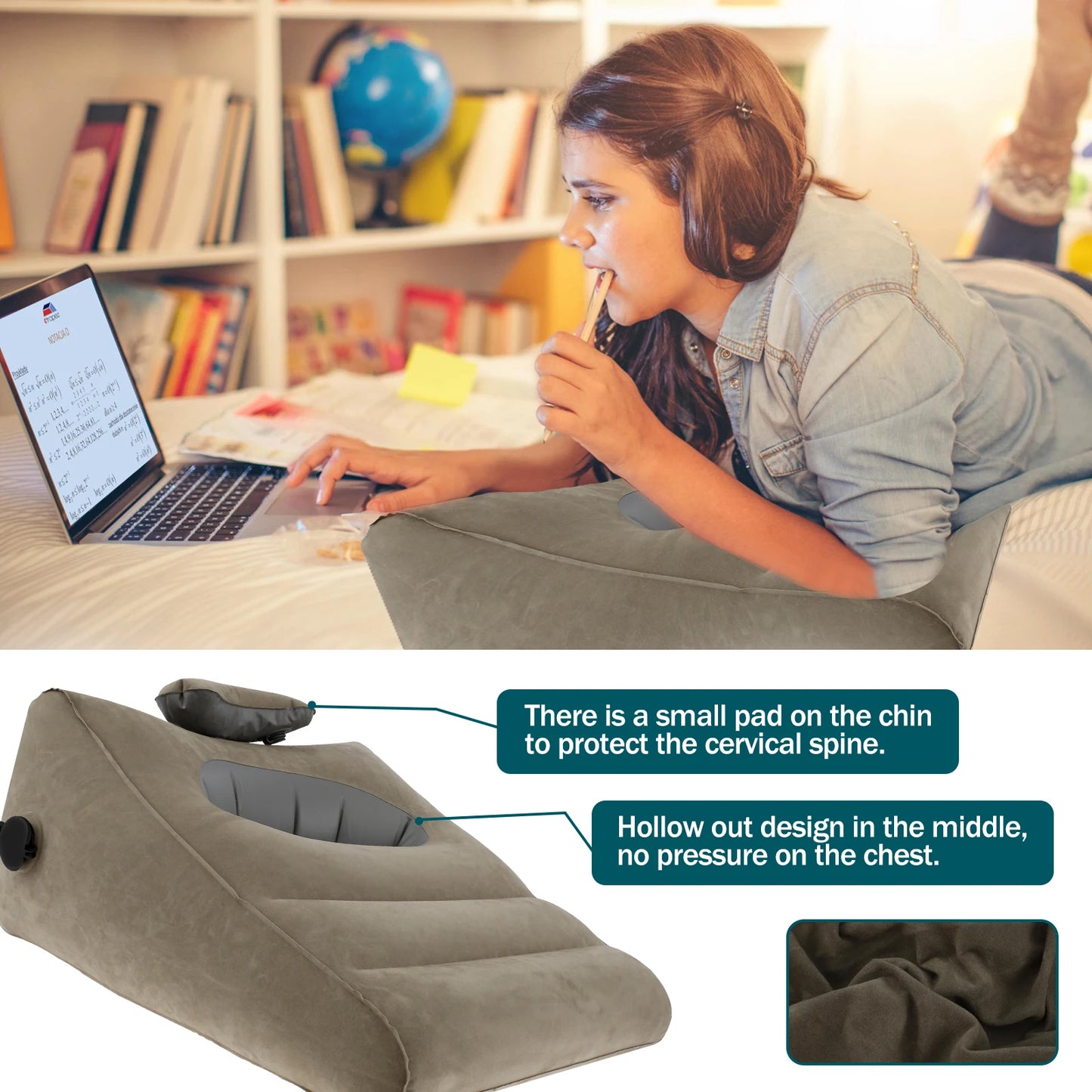 Inflatable Pillow Lightweight Travel Wedge Pillow Bed Multifunctional Support Pillow Cushion Ergonomic Camping Rest Game Cushion