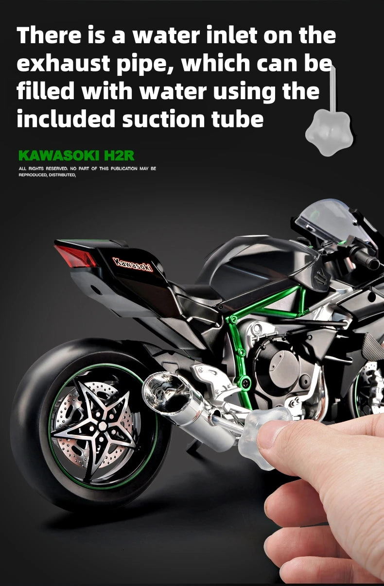 Diecast H2 H2R Sports Motorcycle Model 1 to 9 Scale