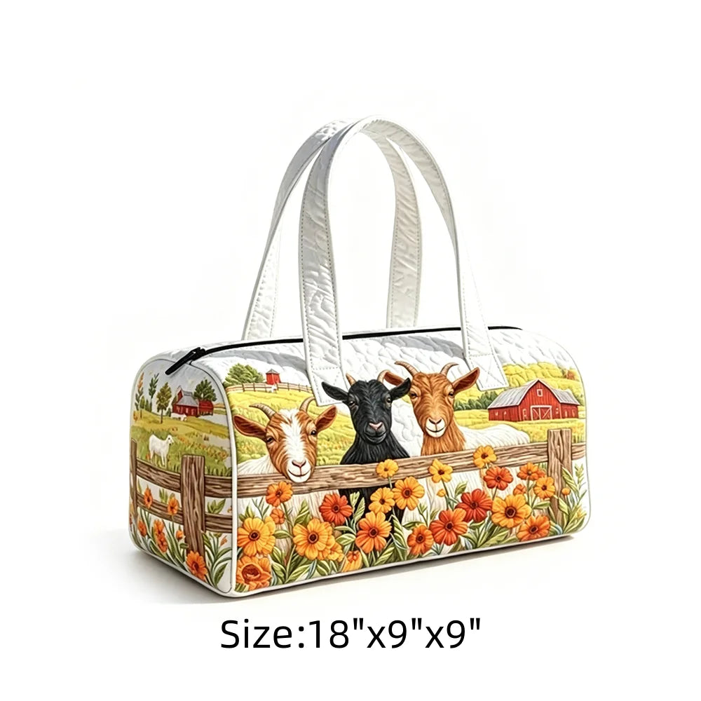 Summer Quilted Duffel Bag Tropical Vacation Carry-on Luggage Beach Travel Tote with Zipper Coconut Tree Surfboard Print Handbag