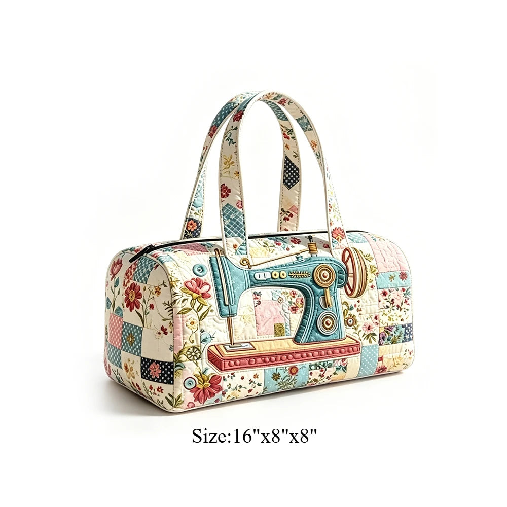 Animal Cow Floral Print Quilted Duffel Bag Weekender Travel Bag Lightweight Overnight Carry On Luggage for Gym Sports Getaway