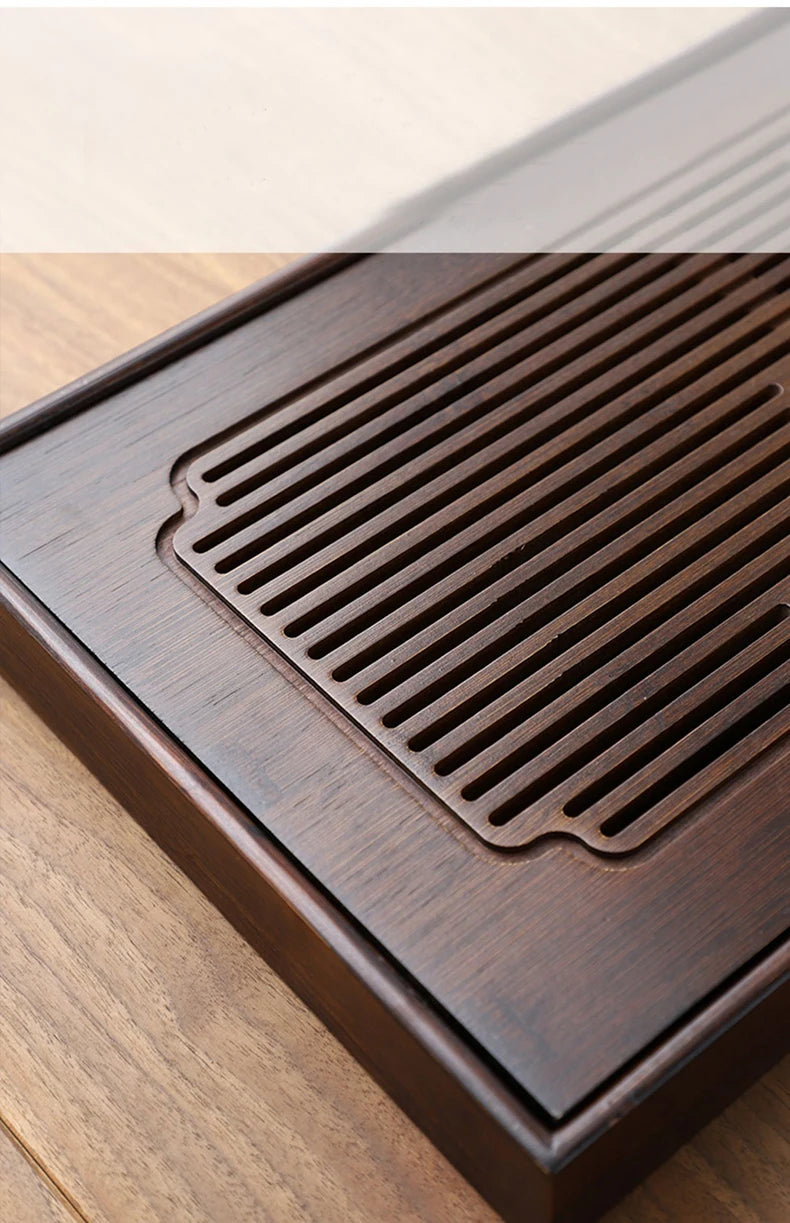 Chinese Natural Bamboo Tea Tray Water Storage Kung Fu Tea Set Household Rectangular Tea Board Chinese Tea Storage Tray
