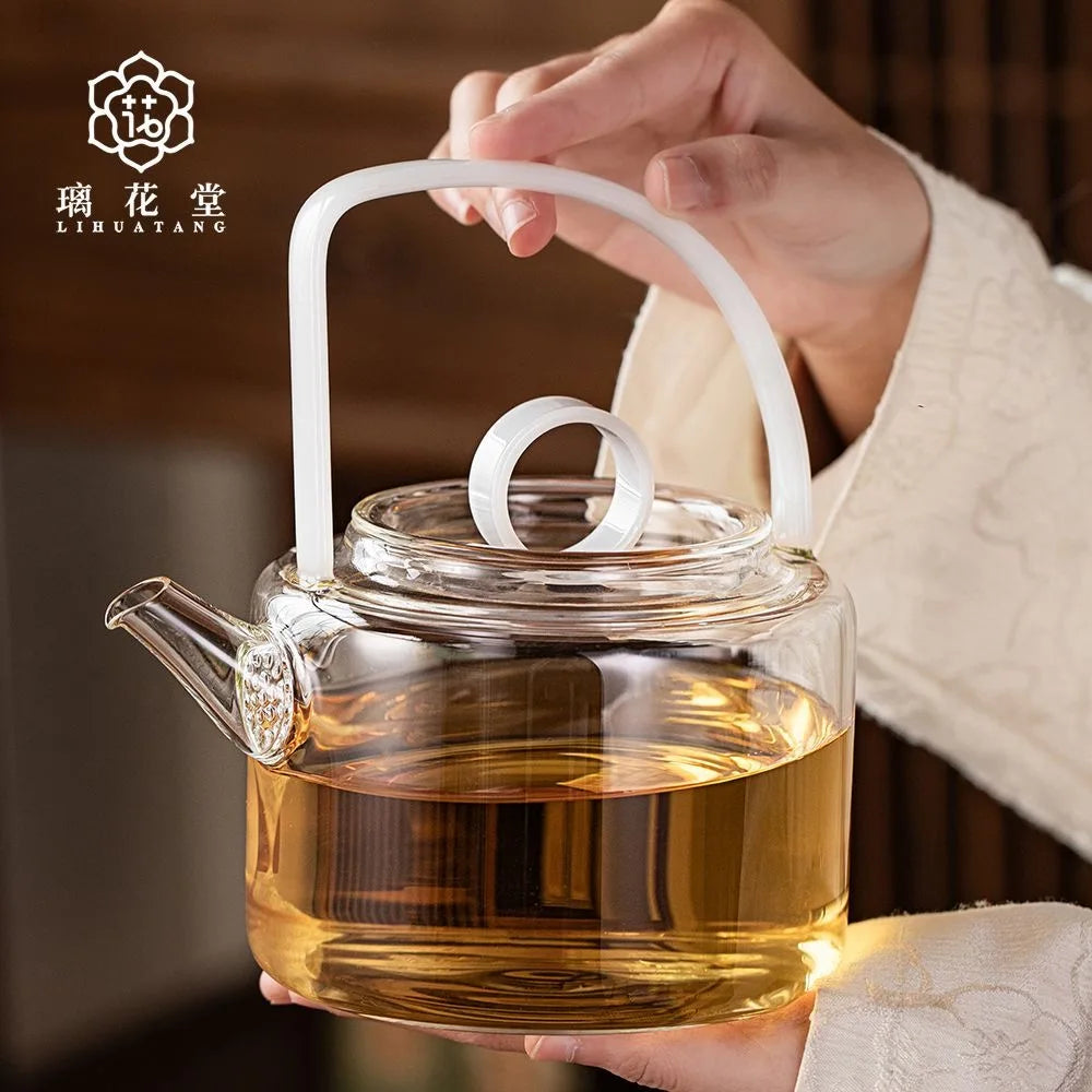Glass Teapot with Infuser and Wood Handle Tea Separation Kettle 850ml