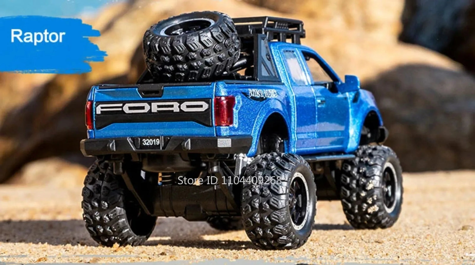 1:32 Scale Raptor F-150 BigFoot Pickup Car Model Toy Pull Back Sound&Light Off Road Truck Models Collection Gifts