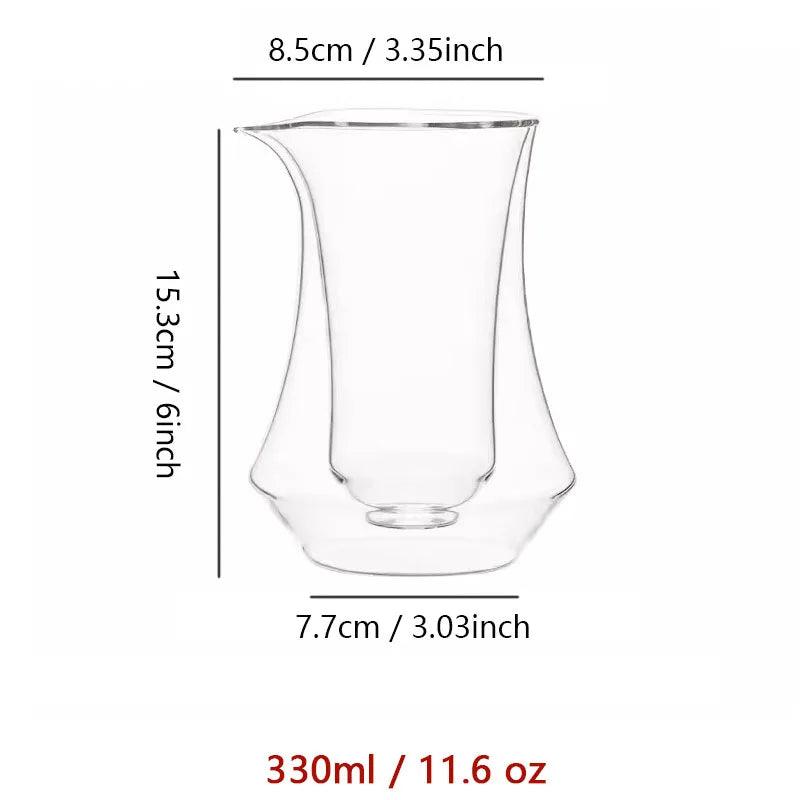 300ml Double-layer Glass Coffee Sharing Pot Transparent Hanging Ear Espresso Coffee Cup Heat Insulation Cold Coffee Sharing Tool