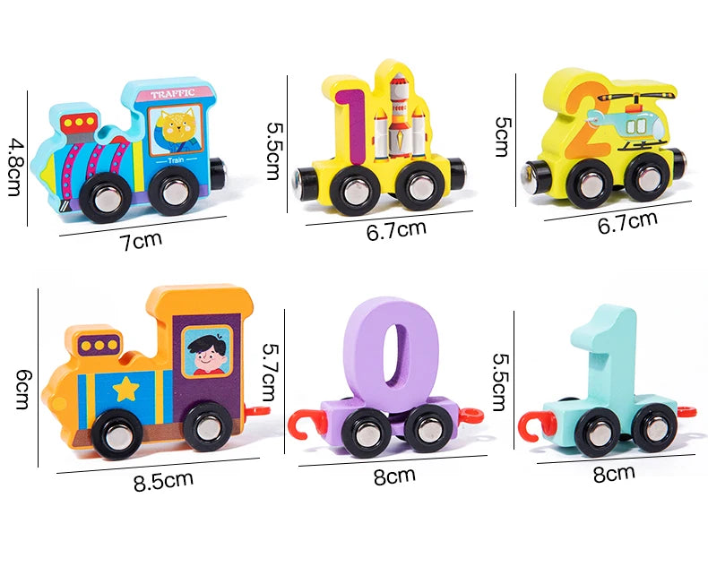 Wooden Number Learning Train Toy with Detachable Carriages