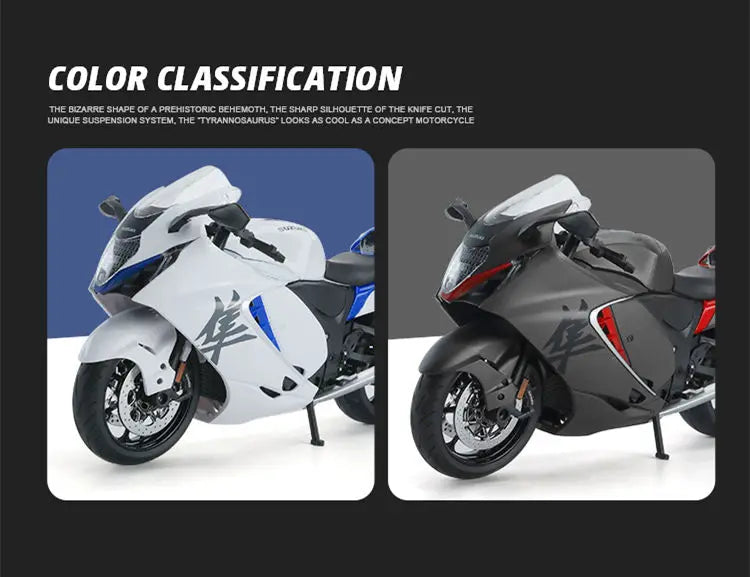 Diecast Suzuki Hayabusa GSX1300R Motorcycle Model 1 to 9 Scale