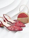 African Wedding Shoes and Bag Set with Rhinestone Italian Design Shoes with Matching Bags Nigerian Lady Party Pumps