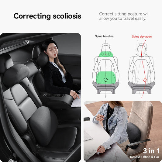 Memory Foam Neck Pillow and Lumbar Support Cushion for Tesla Model 3 Y X S