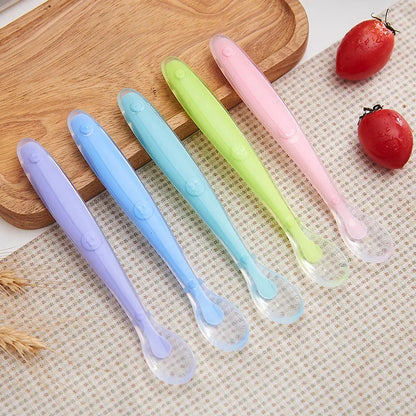 Baby soft silicone Spoon With Storage Box Spoon Baby Feeding Tableware Candy Color Feeder Children's Feeding Supplies Baby Items