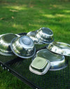 17PCS 22PCS Set Camping Stainless Steel Dinner Dish Durable Outdoor Cooking Picnic Tableware Soup Bowl Trip