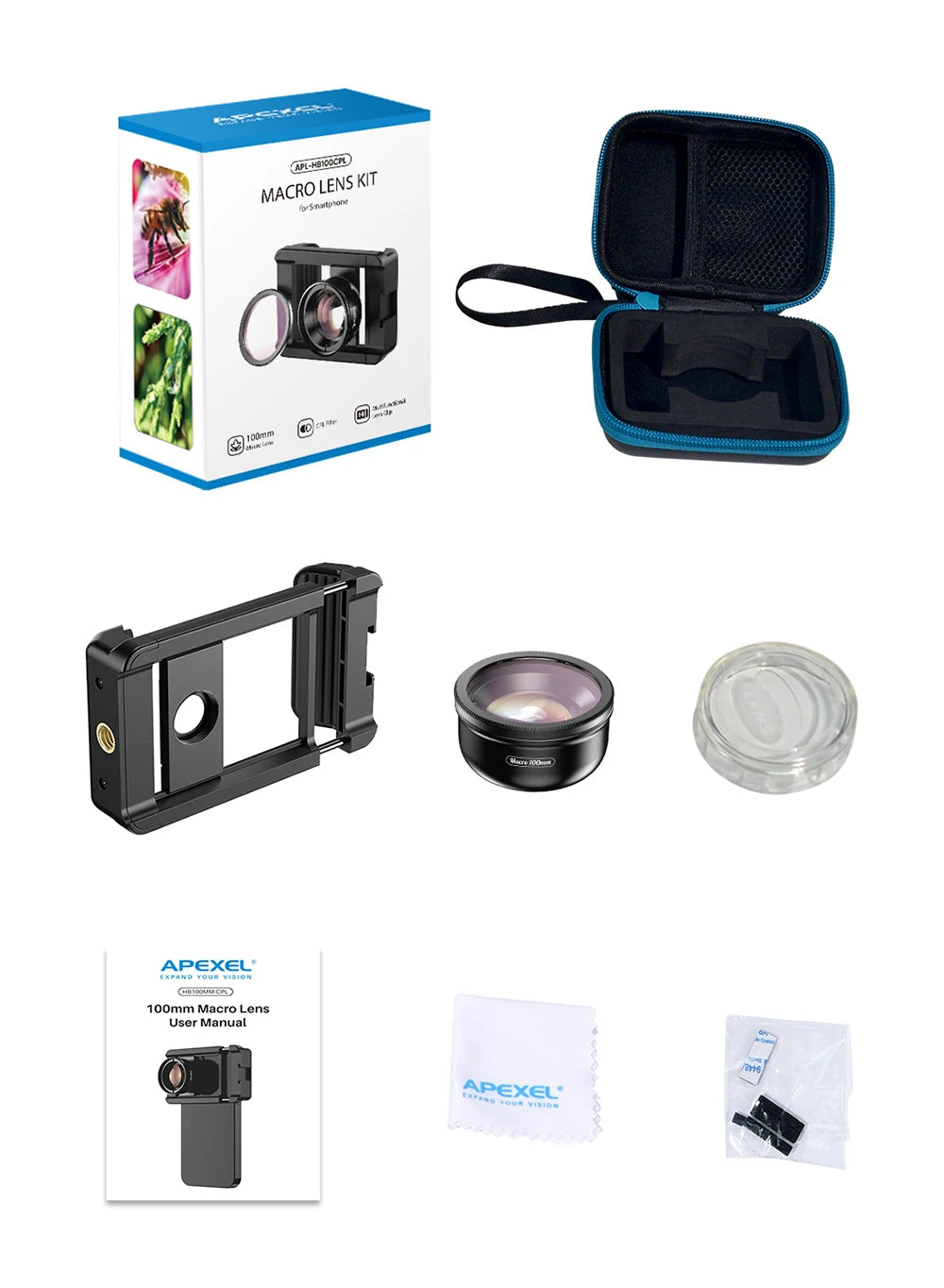 100mm Macro Smartphone Camera Lens with CPL Filter and Clip