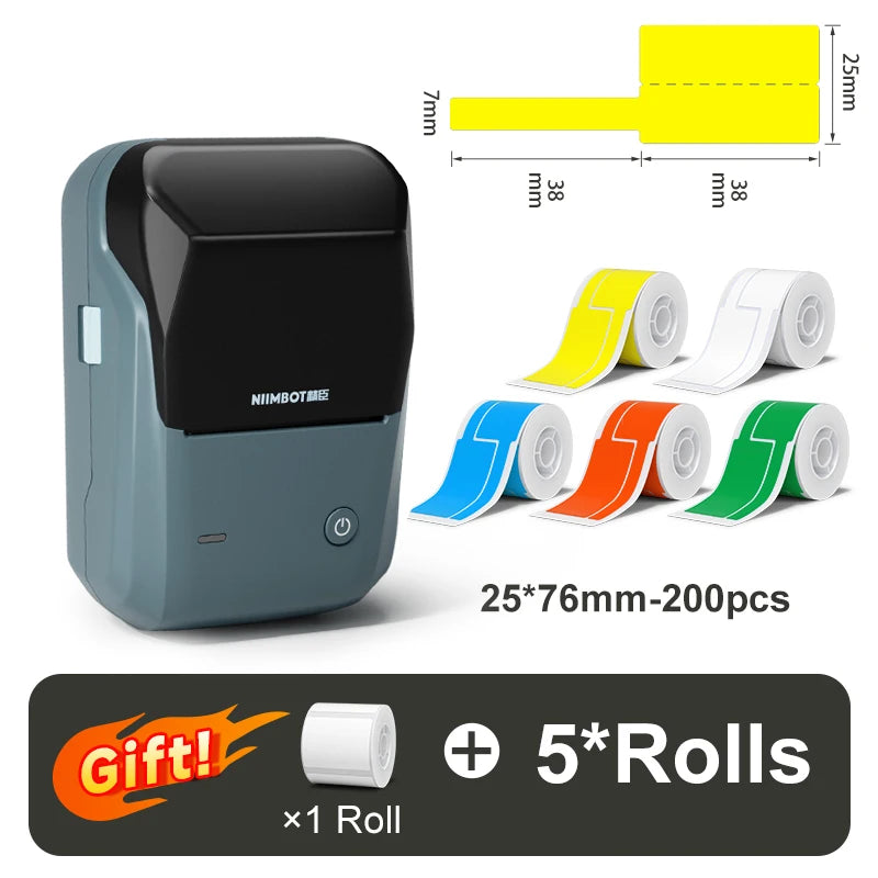 B1 Thermal Label Printer, Bluetooth Wireless Sticker Maker 20–50mm, Portable Inkless Barcode & QR Code Label Printer