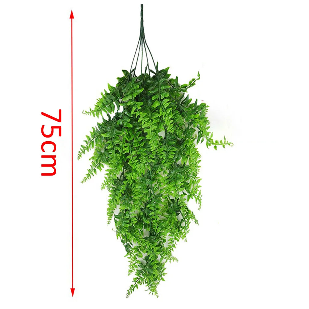 80CM Artificial Persian Fern Plants Vine Hanging Baskets Fake Plant Garland Rattan for Wall Garden Home Wedding Party Decor