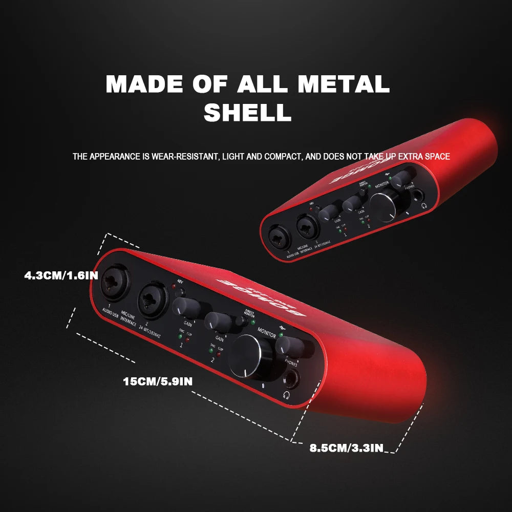 BMG22S USB Audio Interface with 32 Bit 192kHz Recording and Dual Channel Input