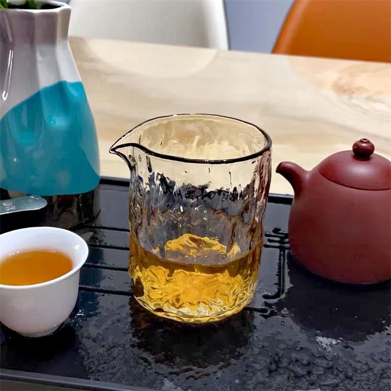Transparent Uneven Hammer Pattern Glass Fair Cup Tea Mugs Chahai Tea Justice Cup Kung Fu Tea Pitcher Tea Set Accessories Teaware