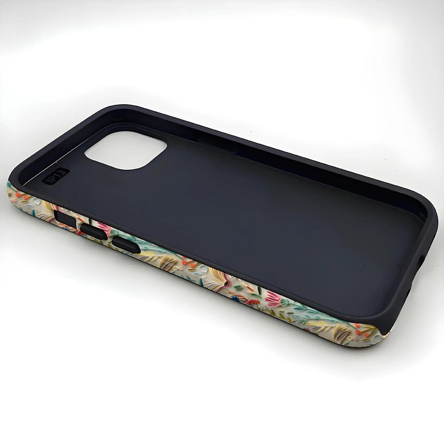 Romantic Wildflower Boho Embroidery Phone Case for iPhone 16 15 Pro Max Plus – 2 in 1 Hard Protection