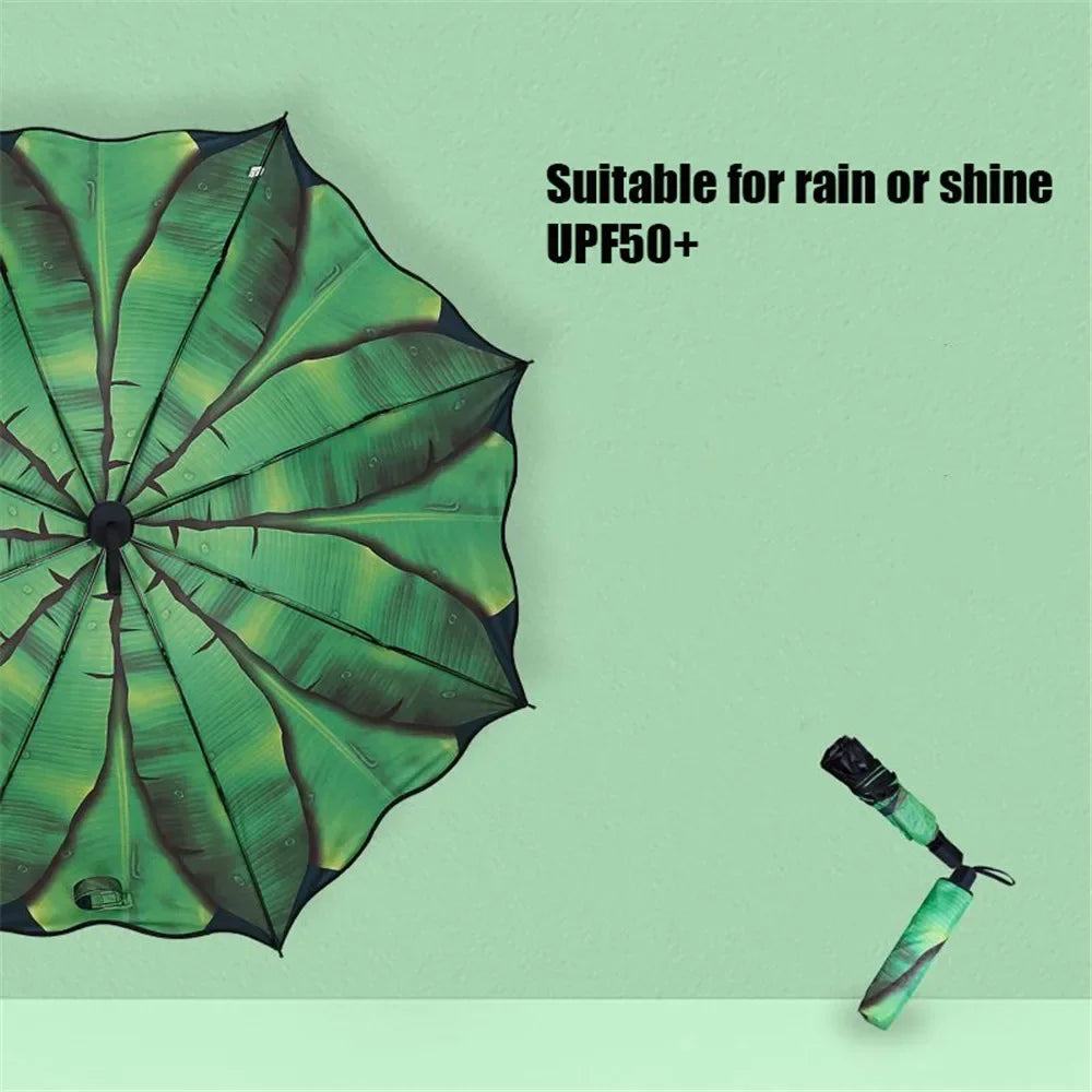 Banana Leaf Umbrella Manual Uv Folding Parasol Umbrella