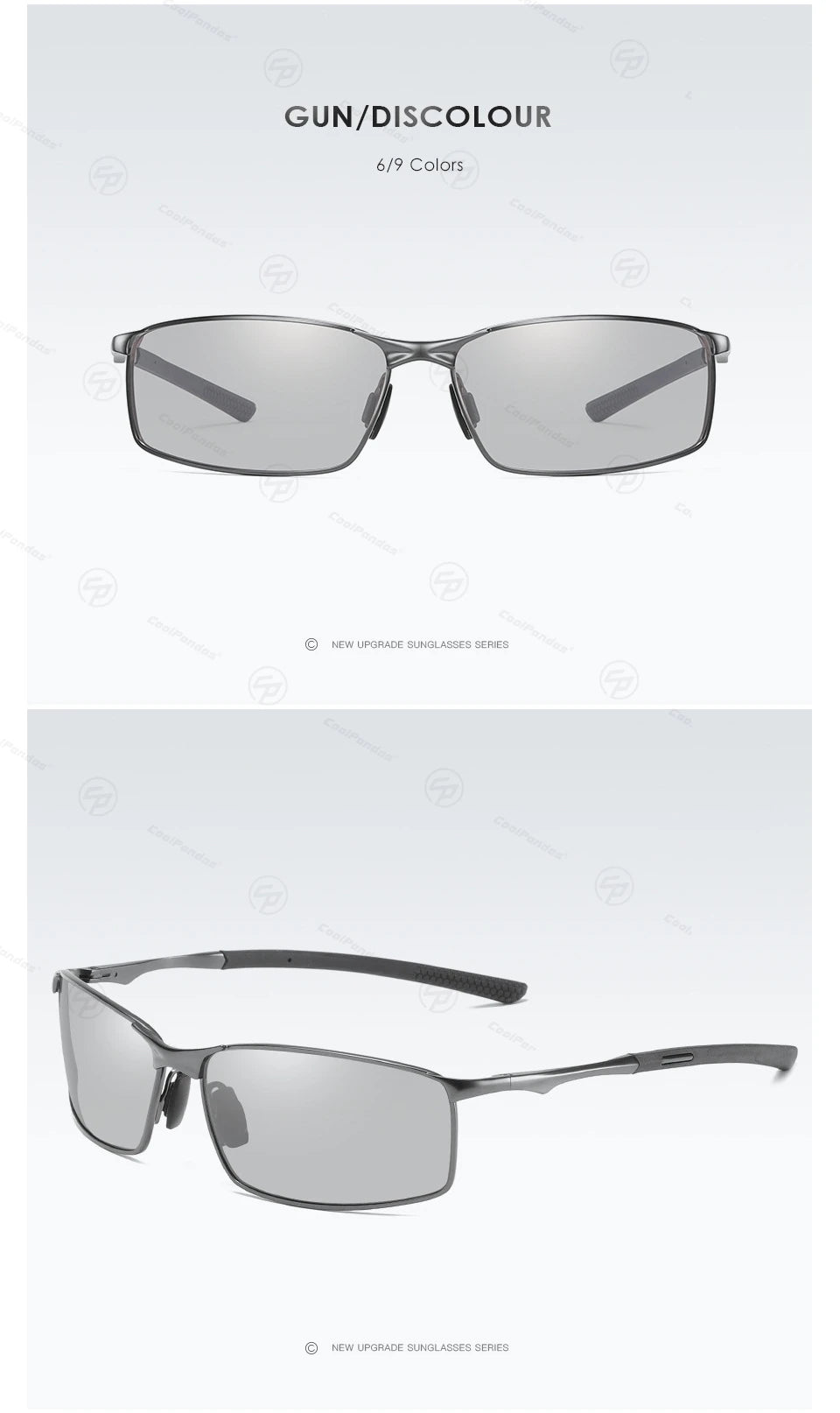 Classic Square Photochromic Polarized Sunglasses UV400 Anti-Glare Driving Glasses for Men Women