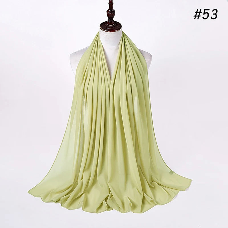 Muslim Chiffon Hijab Women Bubble Chiffon Scarf For Women Ladies Veil Muslim Islam Solid Color Malaysia Wrap Scarves