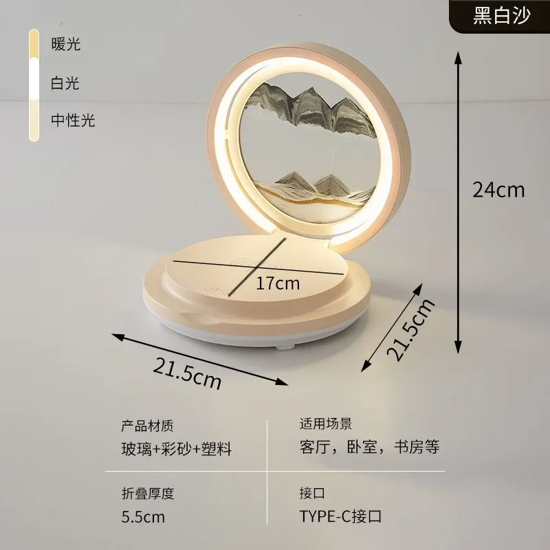 three in one folding sand painting bedside table lamp multifunctional wireles charging Bluetooth sound system music
