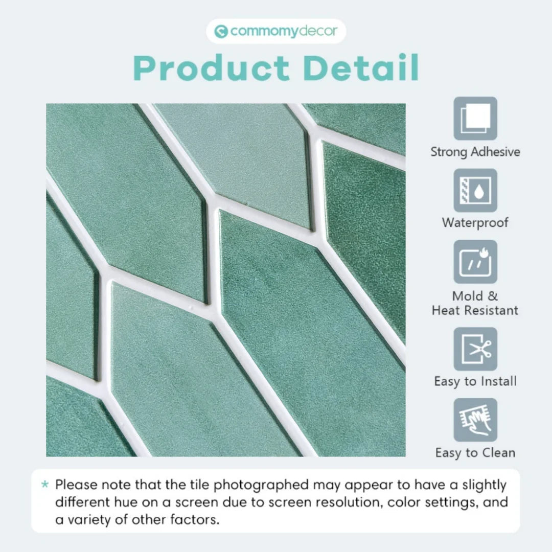 10pcs 3D Peel and Stick Wall Tiles Kitchen Splash Back Tile Sticker 3D Wall Sticker Self-adhesive Decorative Wall Panels