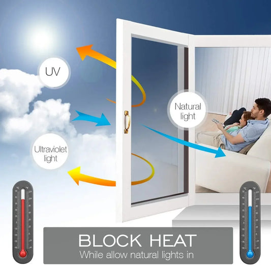 One Way Mirror Window Film Privacy Sun Blocking Glass Sticker Heat Control Reflective Film Self Adhesive Window Tint Multi-size