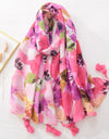 Floral Brand Scarf Luxury Designers New Style Women Elegant Scarves Hug Shawls Pink Purple Scarf Bandana Fashion Design Shawls