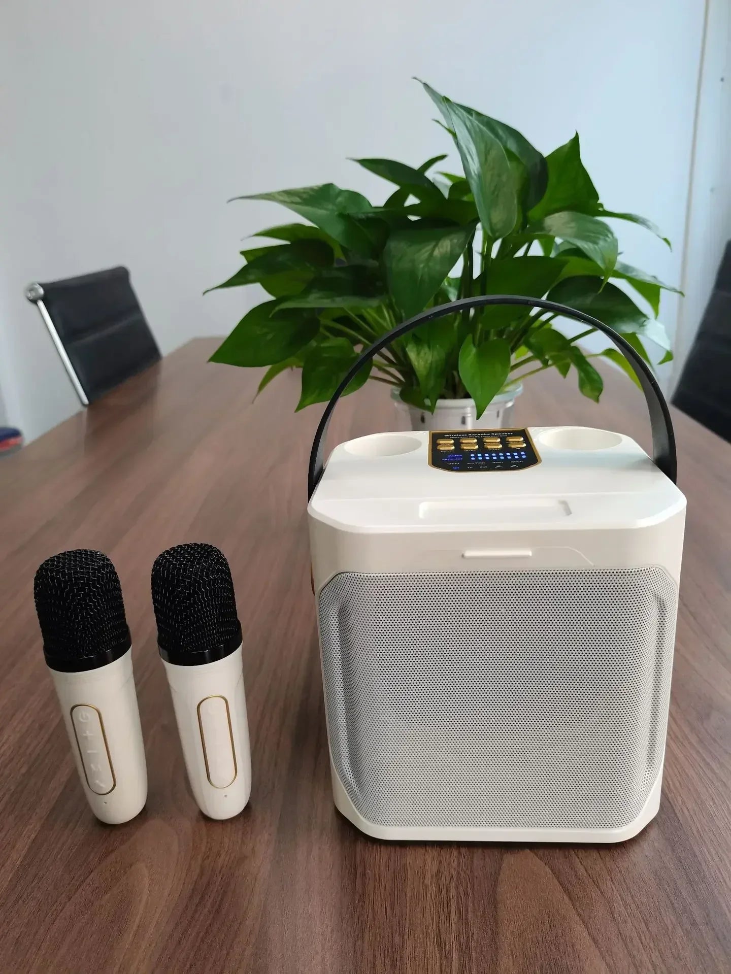 High Power Karaoke Bluetooth Speaker with Dual Microphone Boombox Portable 360 Stereo Surround Waterproof Wireless Subwoofer