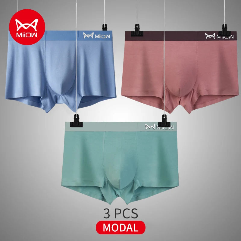 3-Pack Men’s Modal Graphene Boxer Shorts – Antibacterial Crotch, Comfortable Fit