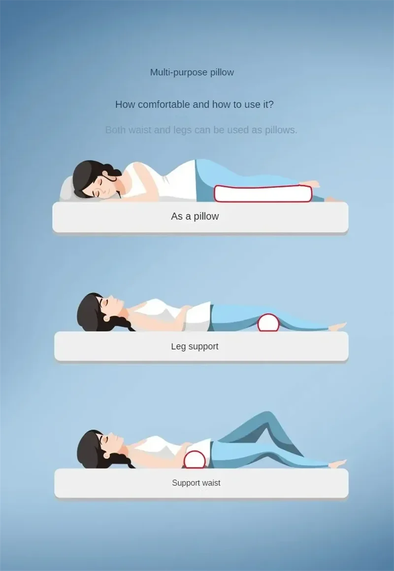 Slow Rebound Memory Foam Head Pillow Soft Cervical Pain Relief Round Pillows Multifunctional Relax Support Pillow for Leg Waist