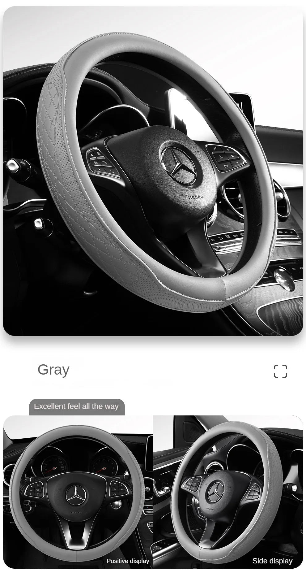 Perforated Nappa Leather Car Steering Wheel Cover 37CM 38CM