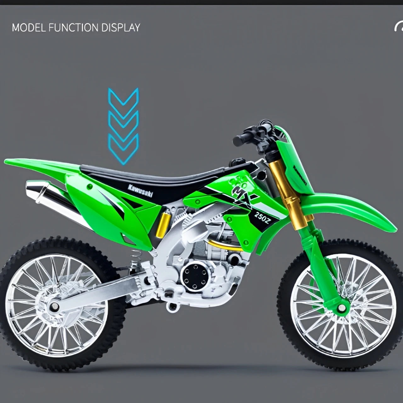 1:10 Kawasaki KX450F Alloy Die Cast Motorcycle Model Vehicle Collection With sound Off Road Autocycle Toys Car