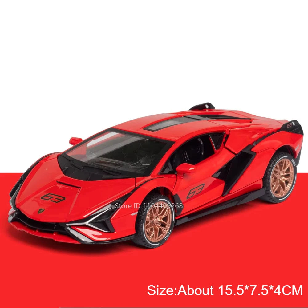 1:32 Scale Lambor Huracan ST EVO Sian Sports Car Model Toy Sound Light Pull Back Simulation Supercar Models Collection Gift Boy