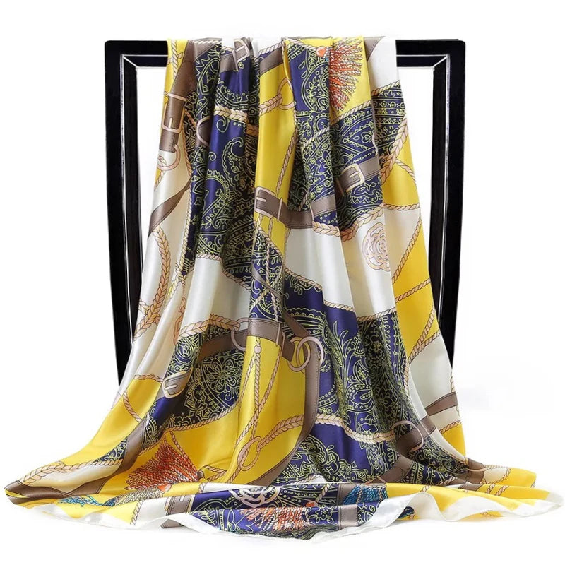 Scarves For Women Print Silk Satin Head Scarf Female Luxury Brand Square Shawl Large Hijab Scarfs