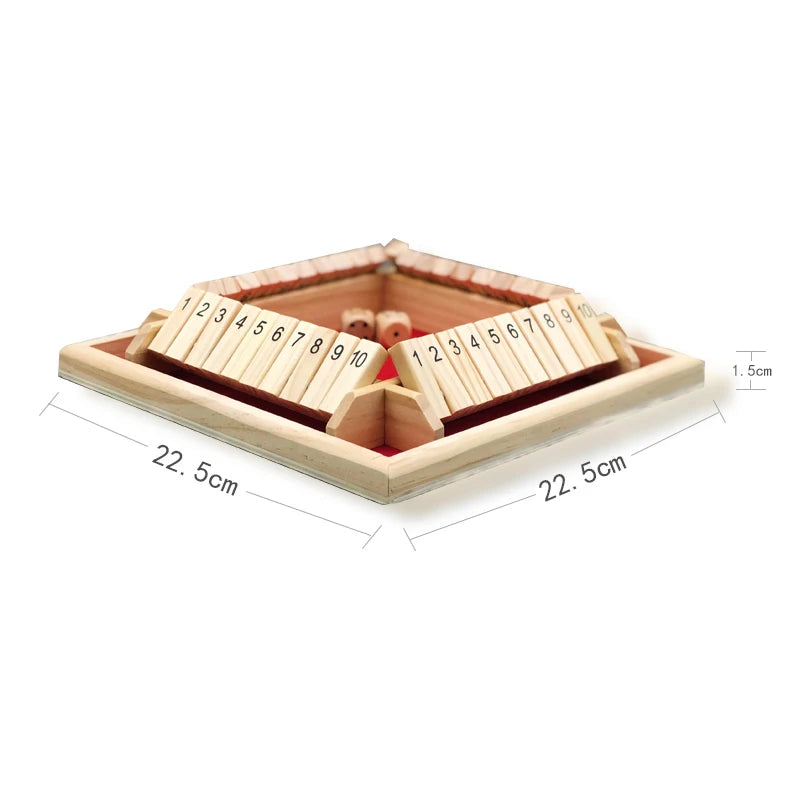 Wooden Four Player Shut the Box Dice Board Game