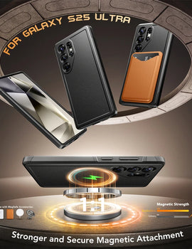 For Samsung Galaxy S25 Ultra Case with Strong Magnetic MagSafe Durable Shockproof Phone Case Includes Privacy Screen Protector