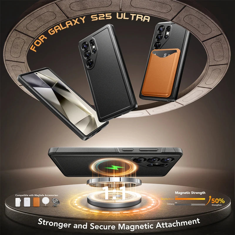 For Samsung Galaxy S25 Ultra Case with Strong Magnetic MagSafe Durable Shockproof Phone Case Includes Privacy Screen Protector