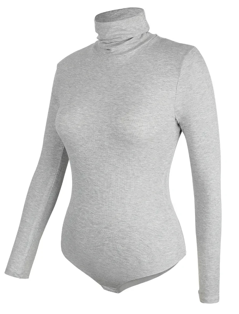 Women Long Sleeve High Collar Bodysuit – Tummy Control Shapewear