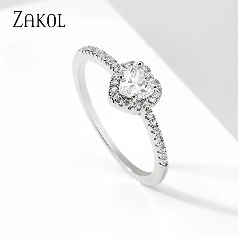 Romantic Pink Heart CZ Engagement Rings for Women Fashion AAA Cubic Zirconia Wedding Bands