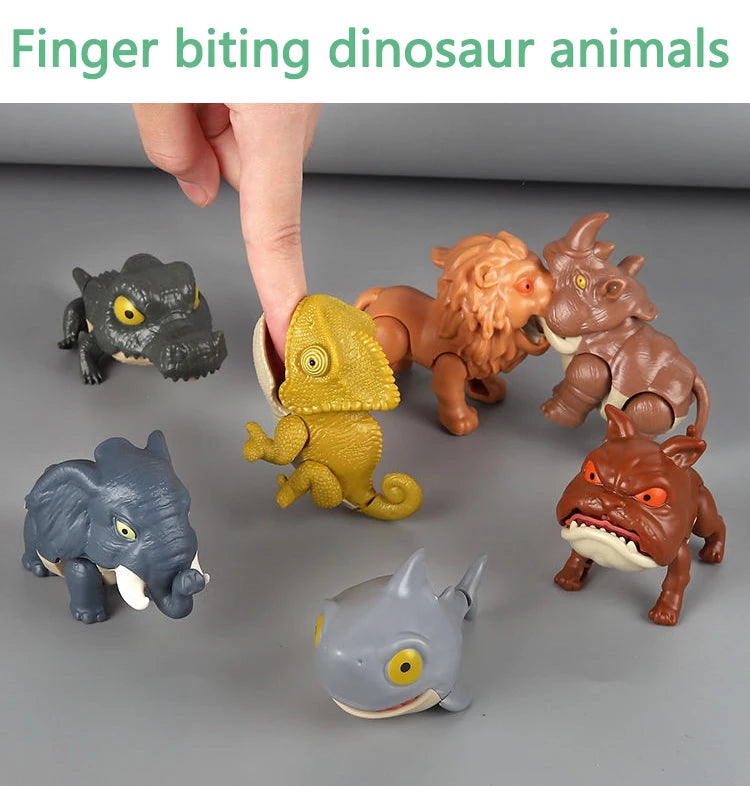 Bite Hand Finger Animal Dinosaur Tricky Model Chameleon Hippo Elephant Interactive Creative Joints Fidget Toy Dino Xmas Boy Gift